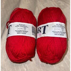 2 Skeins Smart Superwash Norway Wool Yarn 4109 2571 Red 1.76 oz each